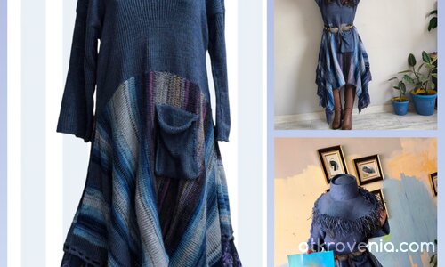 Рокля в синьо и лилаво