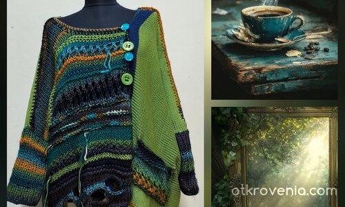 Жилетка в зелено и синьо