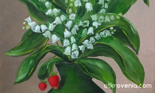 Lily of the Valley and Wild Strawberries - Original oil painting