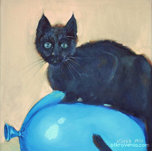 Котка върху балон