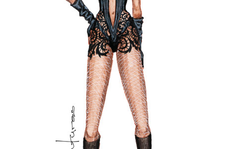 Beyonce at the Super Bowl Leather Costume