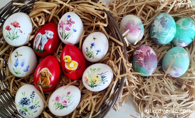 Ръчно рисувани Великденски яйца