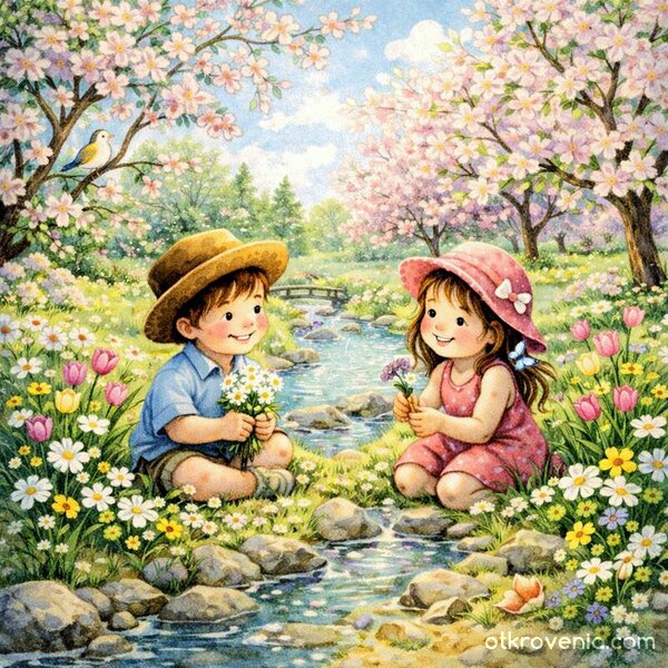 При цветята