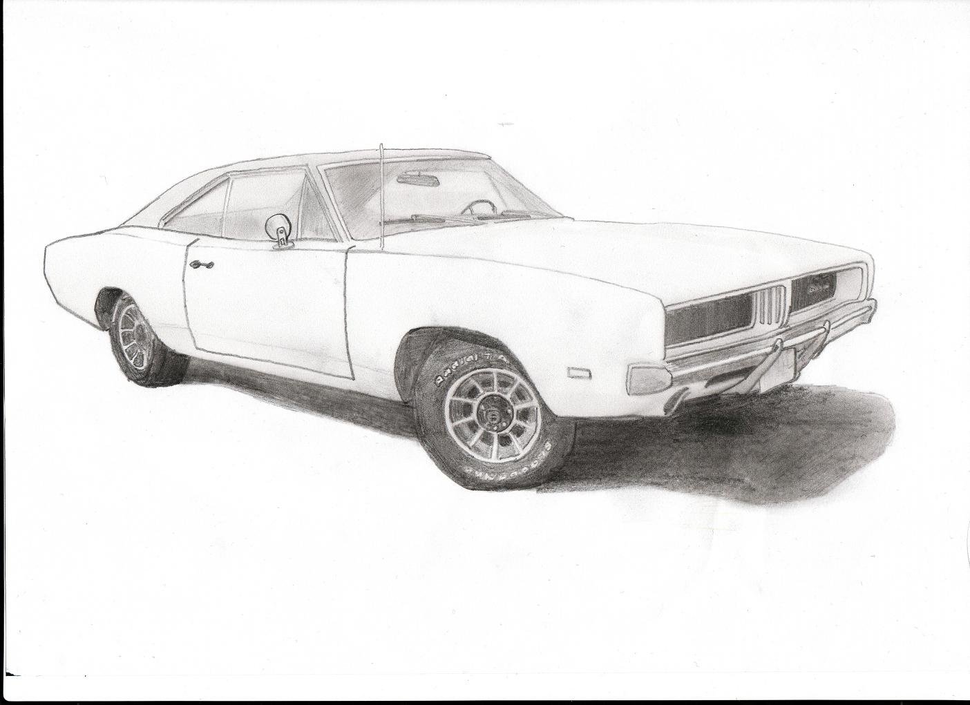 dodge charger 1969 - drawing: Graphics, Pencils by borisbonev (Борис Бонев)...