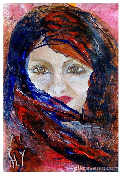 Жена с копринен шал