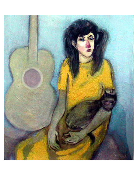 Момиче с котка и китара